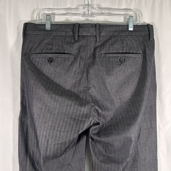 Armani Exchange Dress Pants Men's 33 Reg Grey Striped Flat Front 100% Cotton - Picture 7 of 9